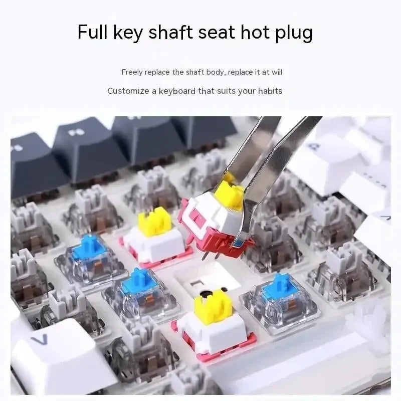 87-Key Tri-Mode Mechanical Keyboard - 2.4G USB Bluetooth, RGB PBT Keycaps, Hot-Swappable Gasket Design, 4000mAh Battery