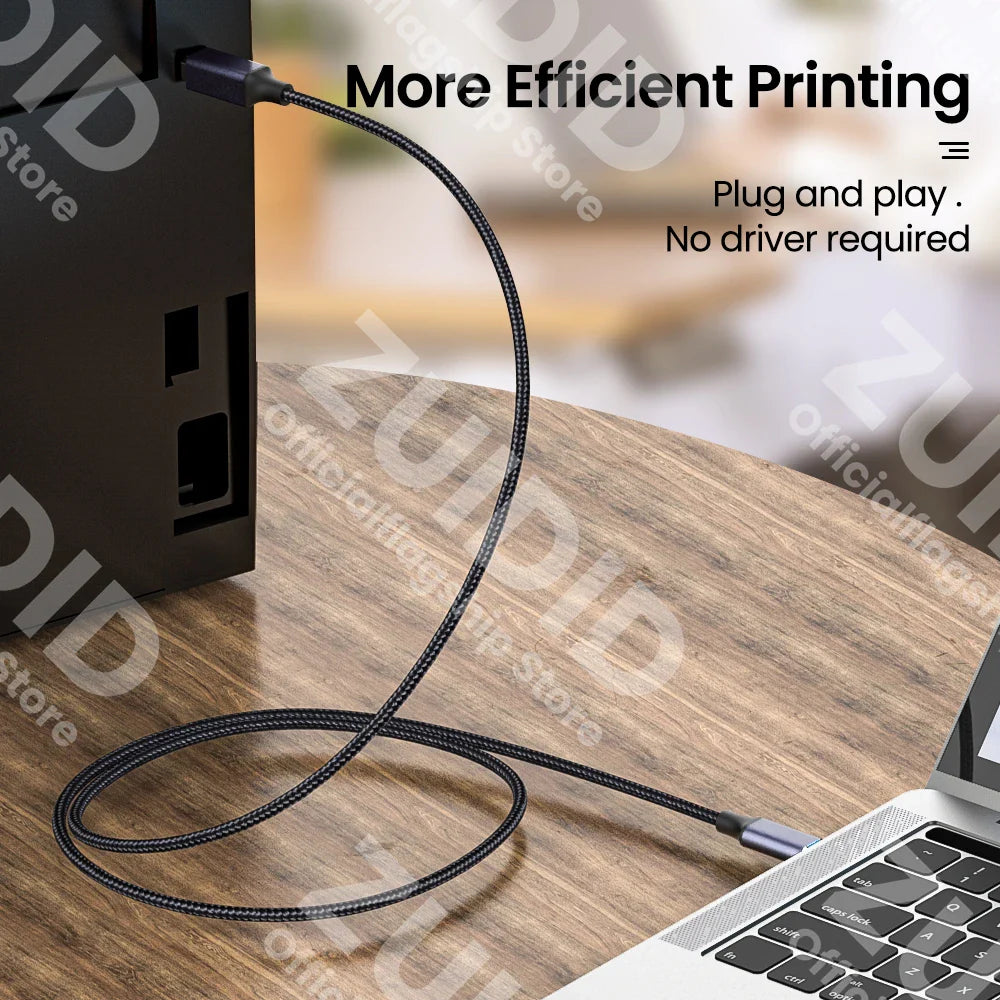 USB Type-C to USB-B 2.0 Printer & Scanner Cable for Laptops and Devices