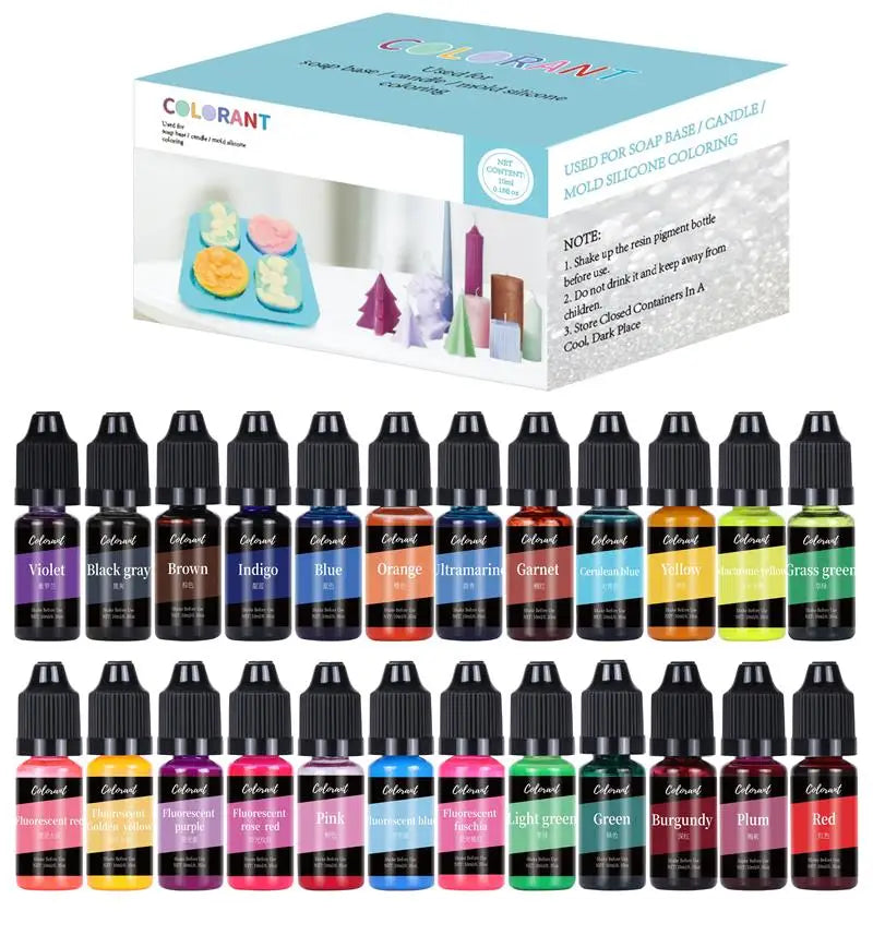 Candle Dye Liquid Colorant Kit – Pigment Set for DIY Candles & Soap, Compatible with Soy Beeswax Gel Paraffin (10ml / 5ml Bottles)