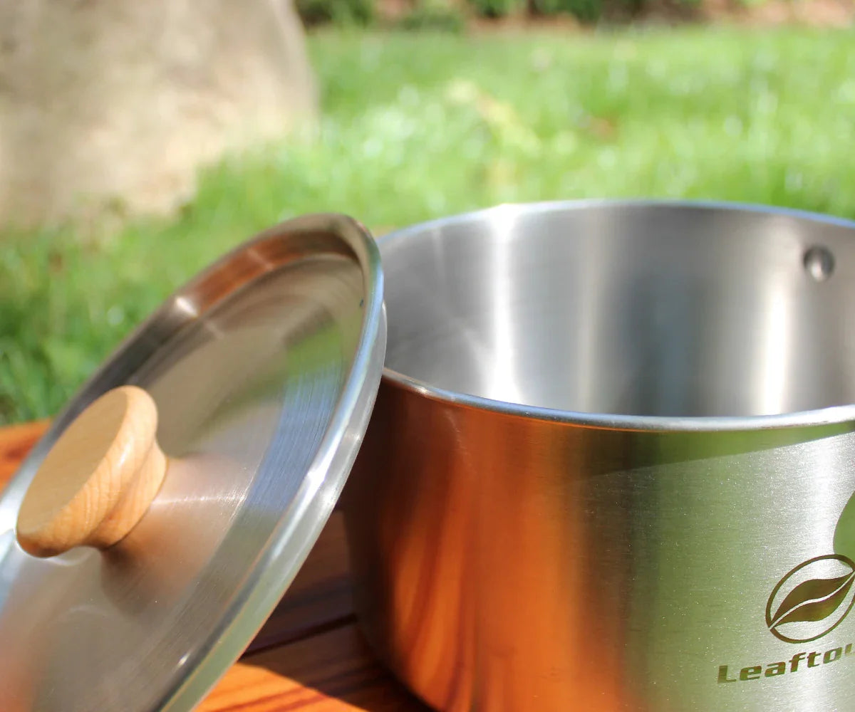 Stainless Steel Camping Cookware Set – Kettle, Pot & Pan for 2–3 People, Portable Outdoor Cooking