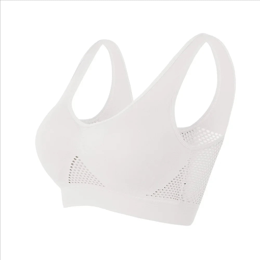 Seamless Mesh Plus Size Sports Bra Wireless Shockproof Breathable Yoga and Gym Crop Top Up to 6XL