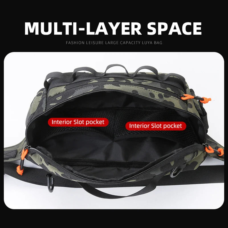 Tactical Waterproof Chest Waist Bag - Fishing & Outdoor Molle Crossbody Pack 30 x 11 x 20 cm (11.8 x 4.3 x 7.9 in)
