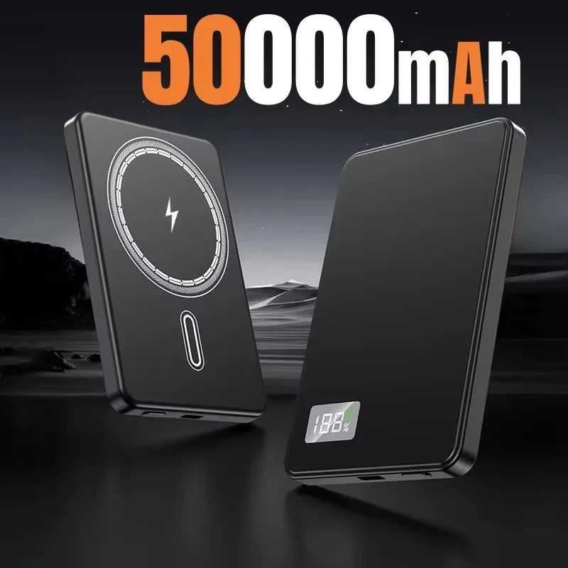 Magnetic Wireless Power Bank 10,000 / 20,000 / 50,000mAh — PD 25W Fast Charge, 2x USB & Wireless Qi, Digital Display, LED Light