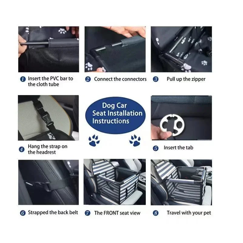 Waterproof Travel Dog Car Seat Hammock – Pet Carrier for Small & Medium Dogs (15.4 x 15.4 x 10.6 in / 39 x 39 x 27 cm)