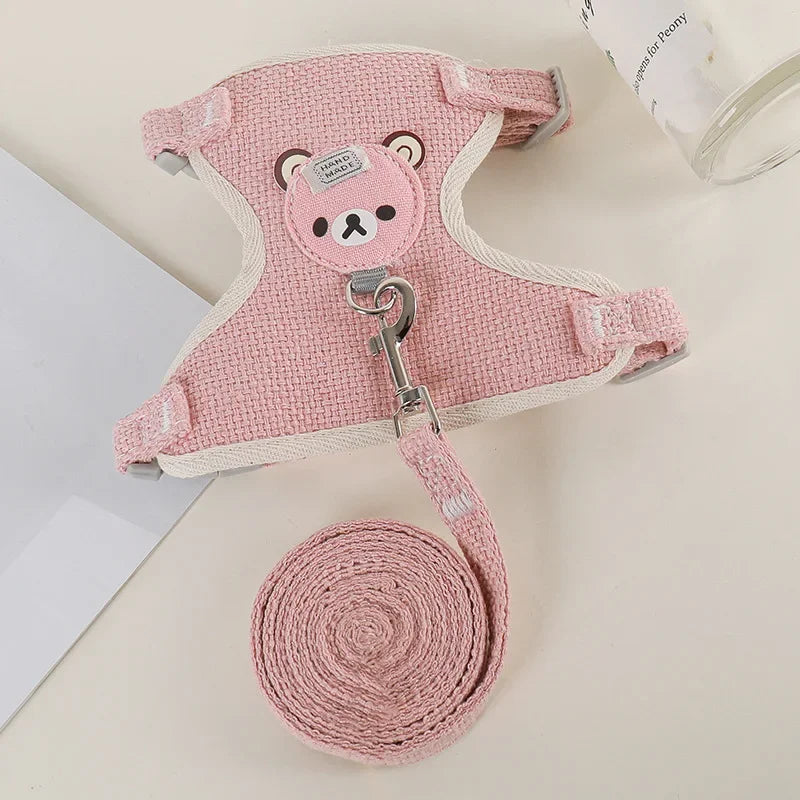 Cute Rabbit & Small Pet Harness Leash Set Padded Adjustable Harness with Leash (Sizes S, M) for Rabbits & Cats