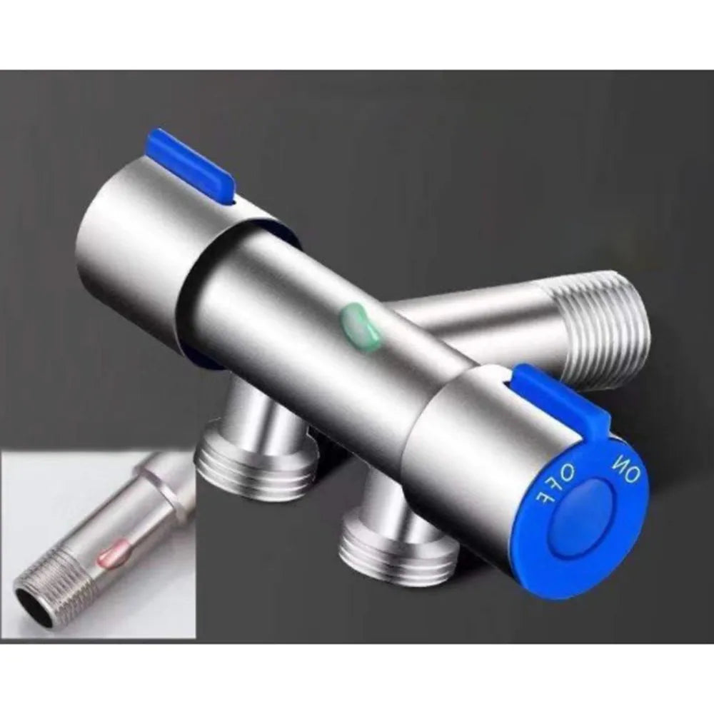 Double Outlet Stainless Steel Deck-Mount Faucet - 2-Way Washing Machine & Bathroom Tap, Double Handle Brushed Finish