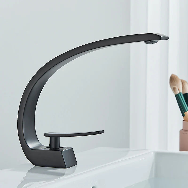 Brass Deck-Mount Basin Faucet Single Hole - Single-Handle Hot & Cold Mixer Tap, Chrome Finish