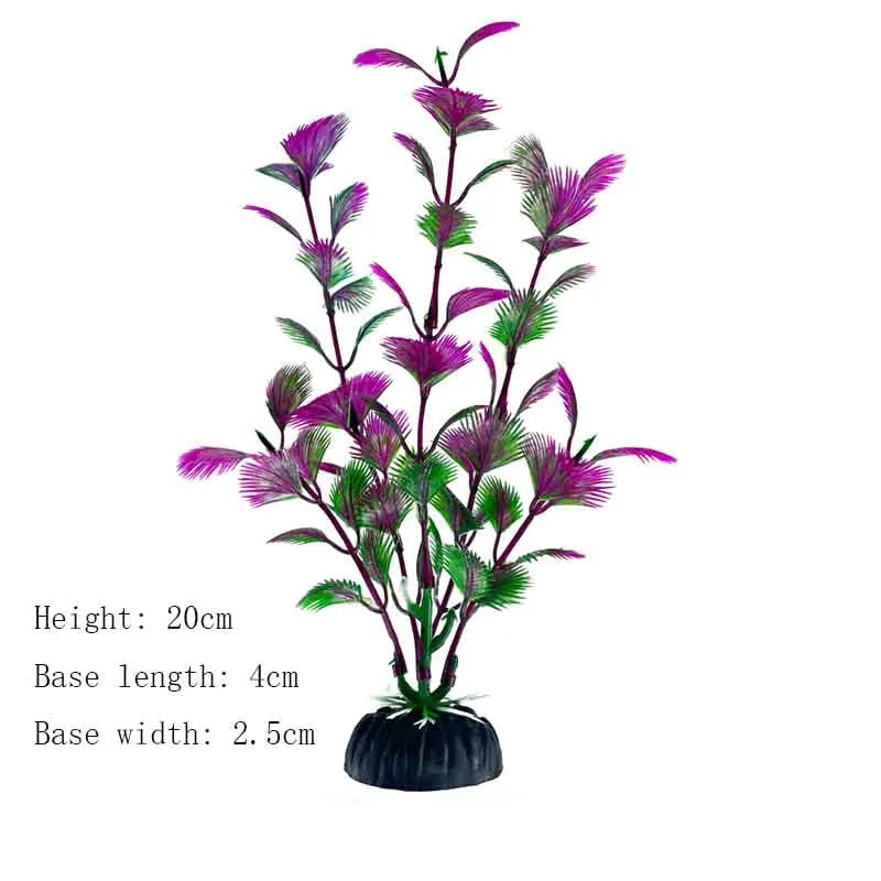 Artificial Aquarium Plants – Plastic Underwater Green Shrubs with Resin Base, Fish Tank Decoration
