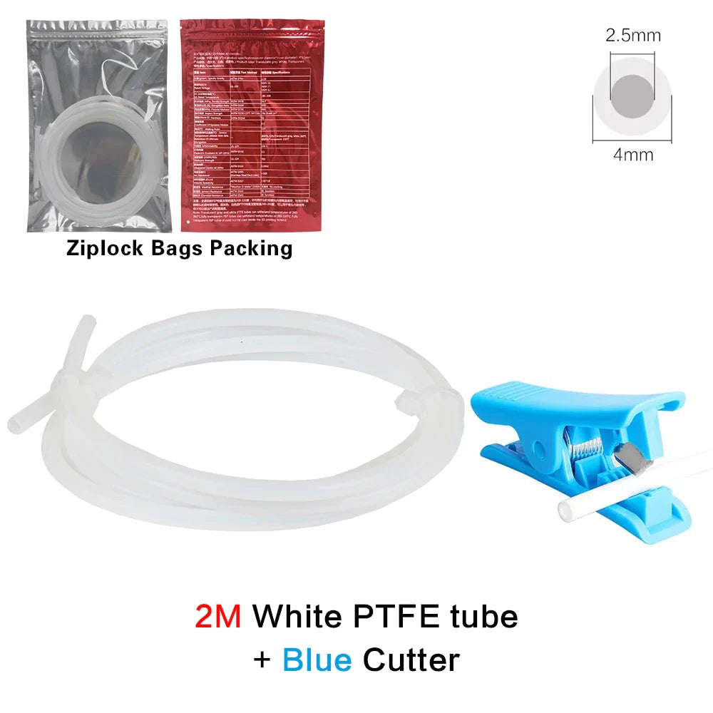 PTFE Bowden Tube for 1.75mm Filament – 2.5mm ID x 4mm OD (0.098 in x 0.157 in) Extruder Feed Tube for Mini 3D Printers