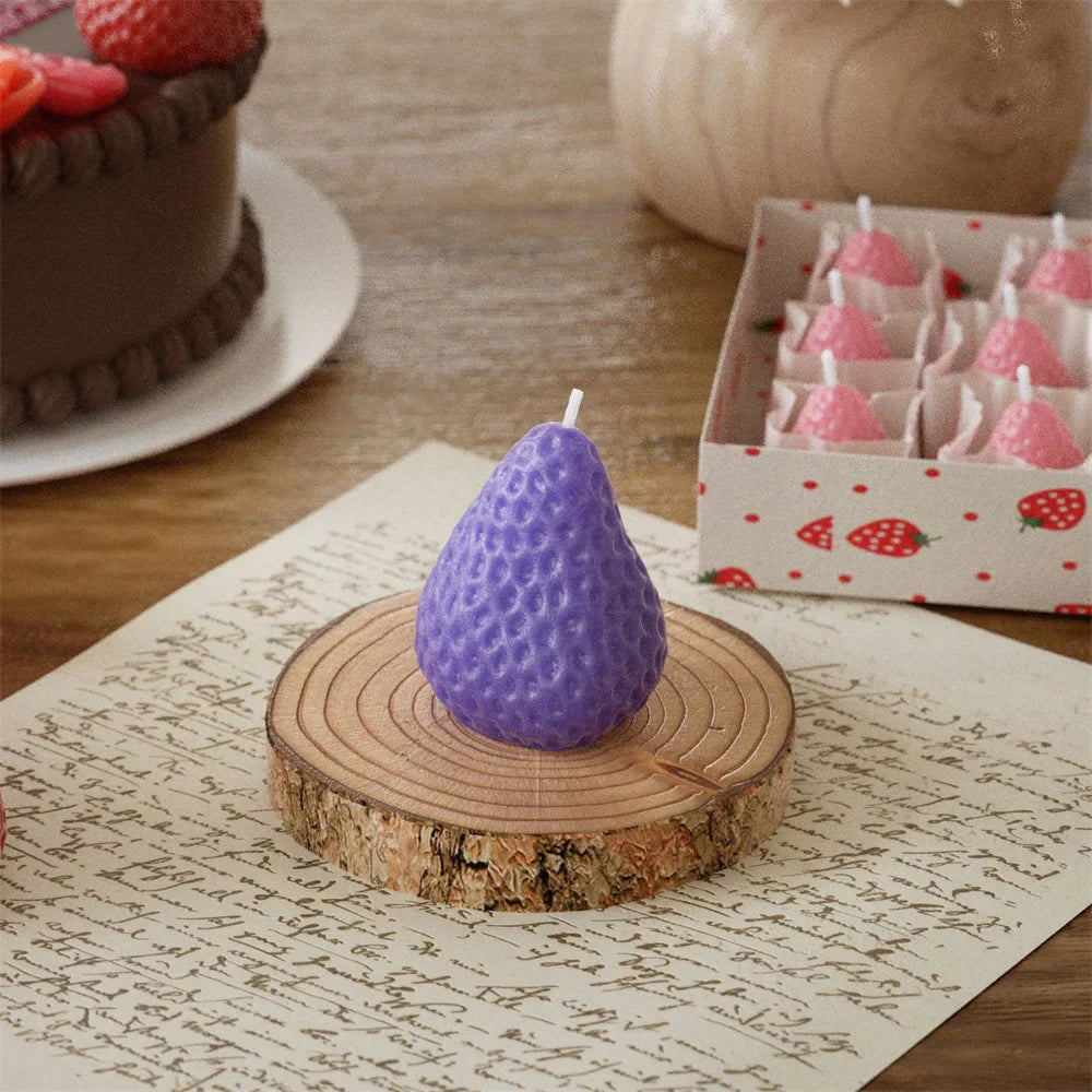 3D Strawberry Silicone Candle Mold - Cute Fruit DIY Candle Making Kit for Valentine's Day, Weddings & Home Decor