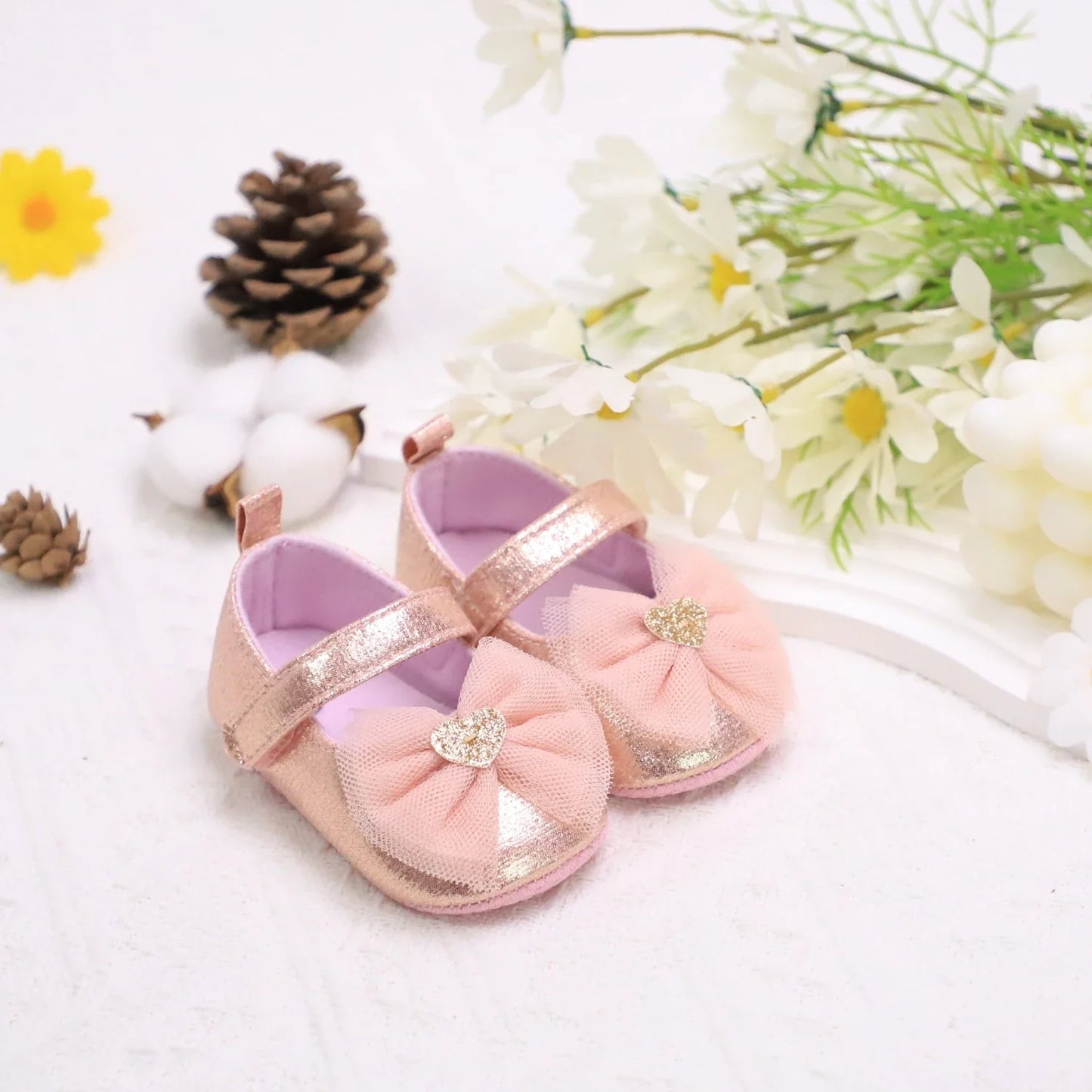 Baby First Walkers Breathable Non-Slip Toddler Shoes for Girls Princess Lace