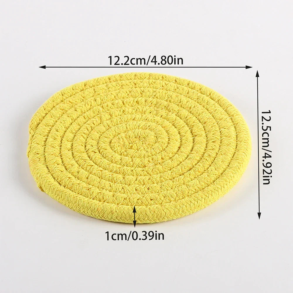 Woven Cotton-Linen Drink Coaster - Heat Resistant, Absorbent Cup Mat for Tabletop Protection
