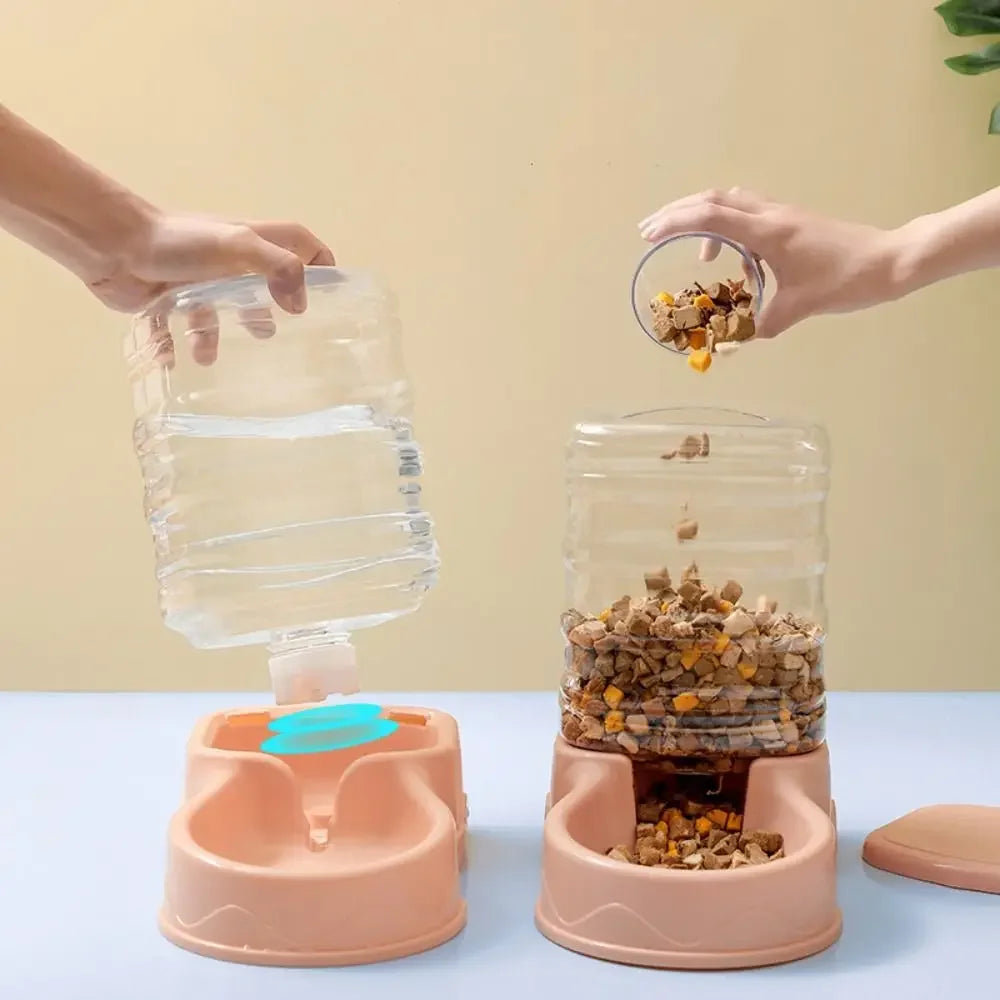 Automatic Pet Feeder & Water Fountain 3.8L (128 fl oz) PP Food Dispenser for Cats & Dogs