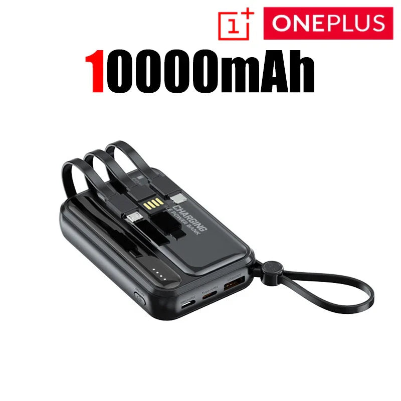 Mini Magnetic 10,000mAh Power Bank, Fast Charging Portable Charger with Built-In Cables, LED Display & Lanyard