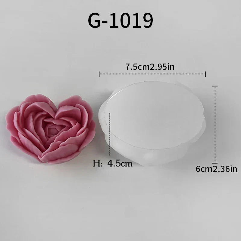 Silicone Rose Flower Mold for DIY Soap & Candles — Floral Resin, Wax & Gypsum Mold (3.0 x 2.4 x 1.6 in / 7.5 x 6 x 4 cm)