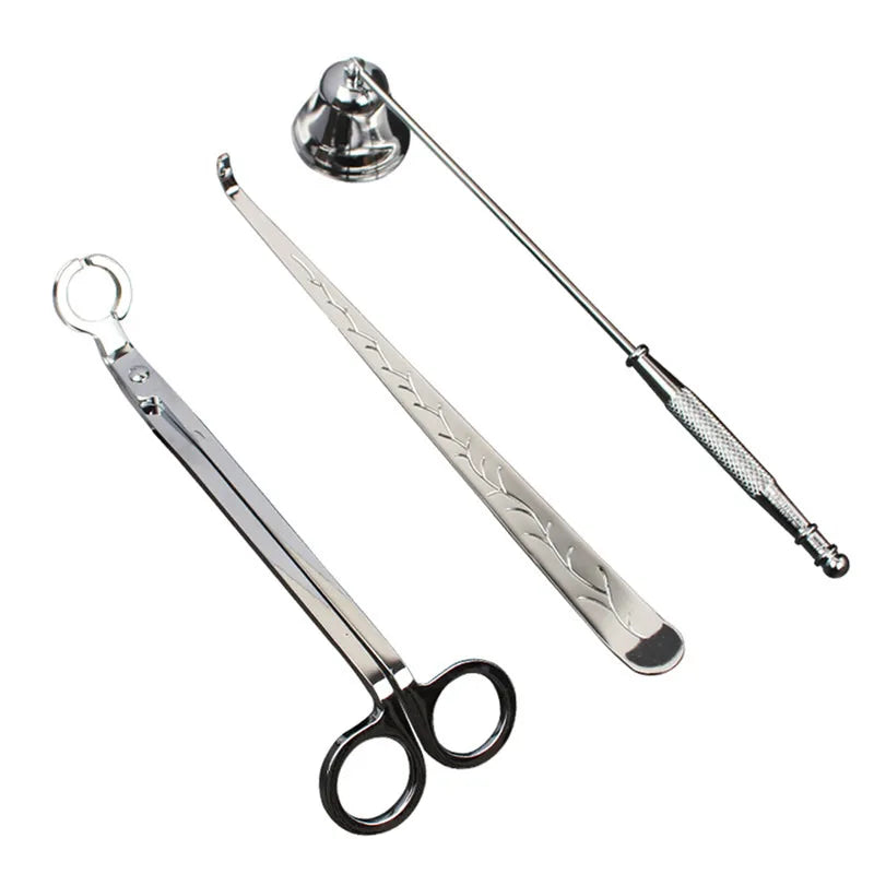 3-Pack Candle Wick Trimmer, Snuffer and Wick Hook Set Stainless Steel Portable Candle Accessories