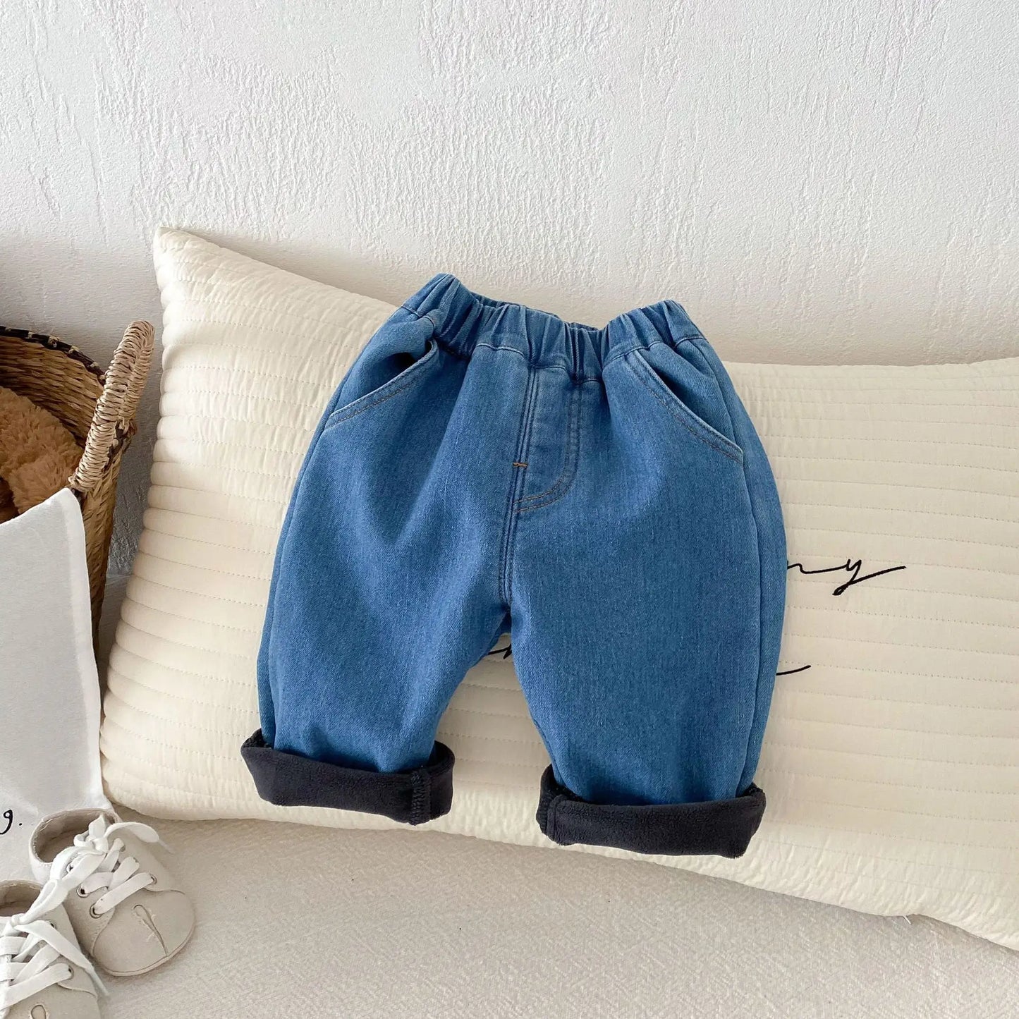 Toddler Straight Denim Jeans for Boys & Girls 9M–5T Elastic Waist Casual Spring Autumn - 3 Colors