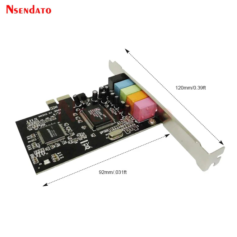PCIe 5.1 Channel 3D Audio Sound Card - 6-Channel PCI Express with Solid Capacitors