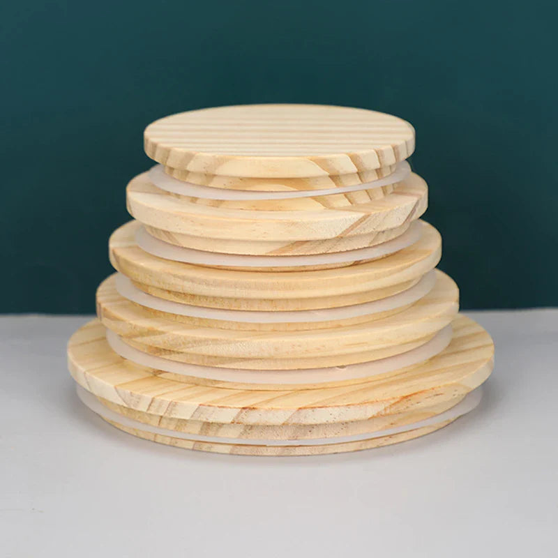 Handmade Pine Wood Jar Lid with Silicone Seal – Airtight Wooden Cover for Jars, Mugs & Candle Cups, Fits 52–130 mm (2.05–5.12 in)