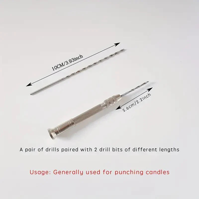 Candle Punch Tool Set for DIY Candlemaking & Crafts - 2 Drill Bits 2.5mm×56mm (0.10 in×2.20 in) & 2mm×100mm (0.08 in×3.94 in)