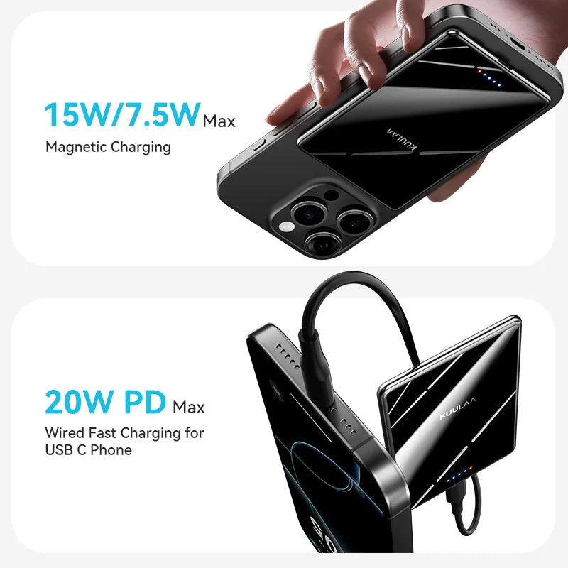 Magnetic 5000mAh Slim Wireless Power Bank 20W Fast Charger MagSafe-Compatible Portable Charger for iPhone