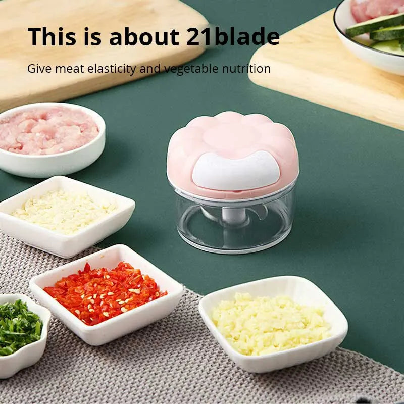 Manual Garlic Chopper & Masher - Stainless Steel Blade Handheld Garlic Press, Compact Garlic Mincer (Blue, Pink)