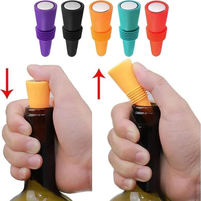 Reusable Silicone Wine Bottle Stopper – Leakproof Champagne & Beverage Sealer