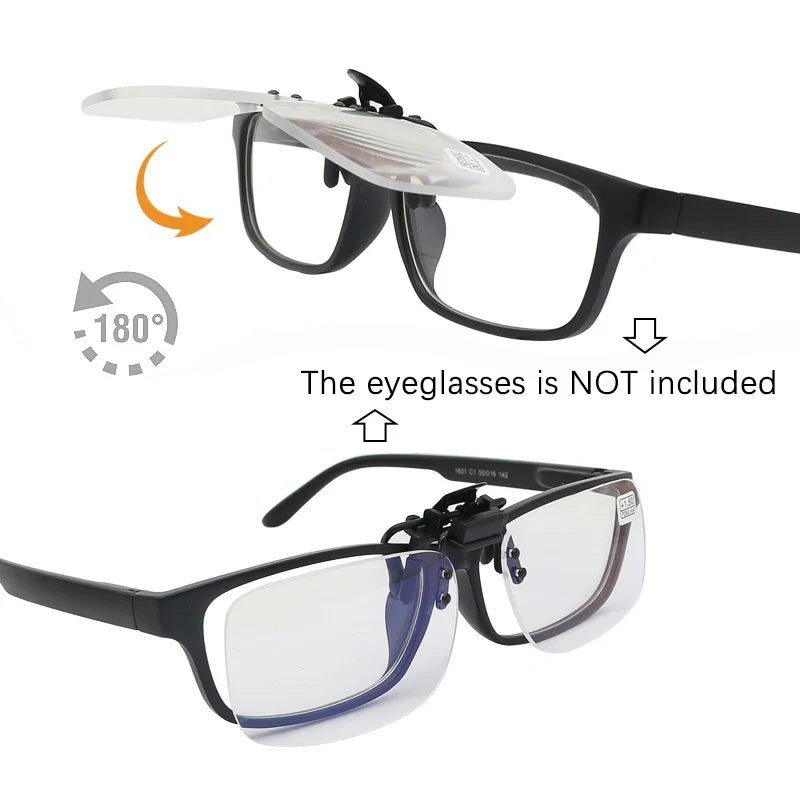 Ultra-Light Clip-On Flip-Up Rimless Reading Glasses — Presbyopic Magnifiers +1.0 +1.5 +2.0