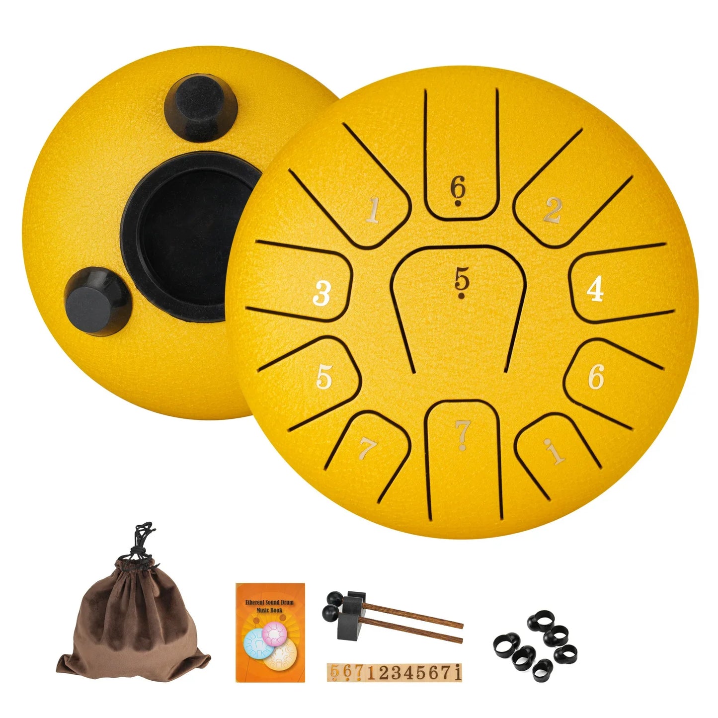6-Inch (15.2 cm) 11-Note Steel Tongue Drum - Portable Handpan for Meditation, Yoga & Sound Healing