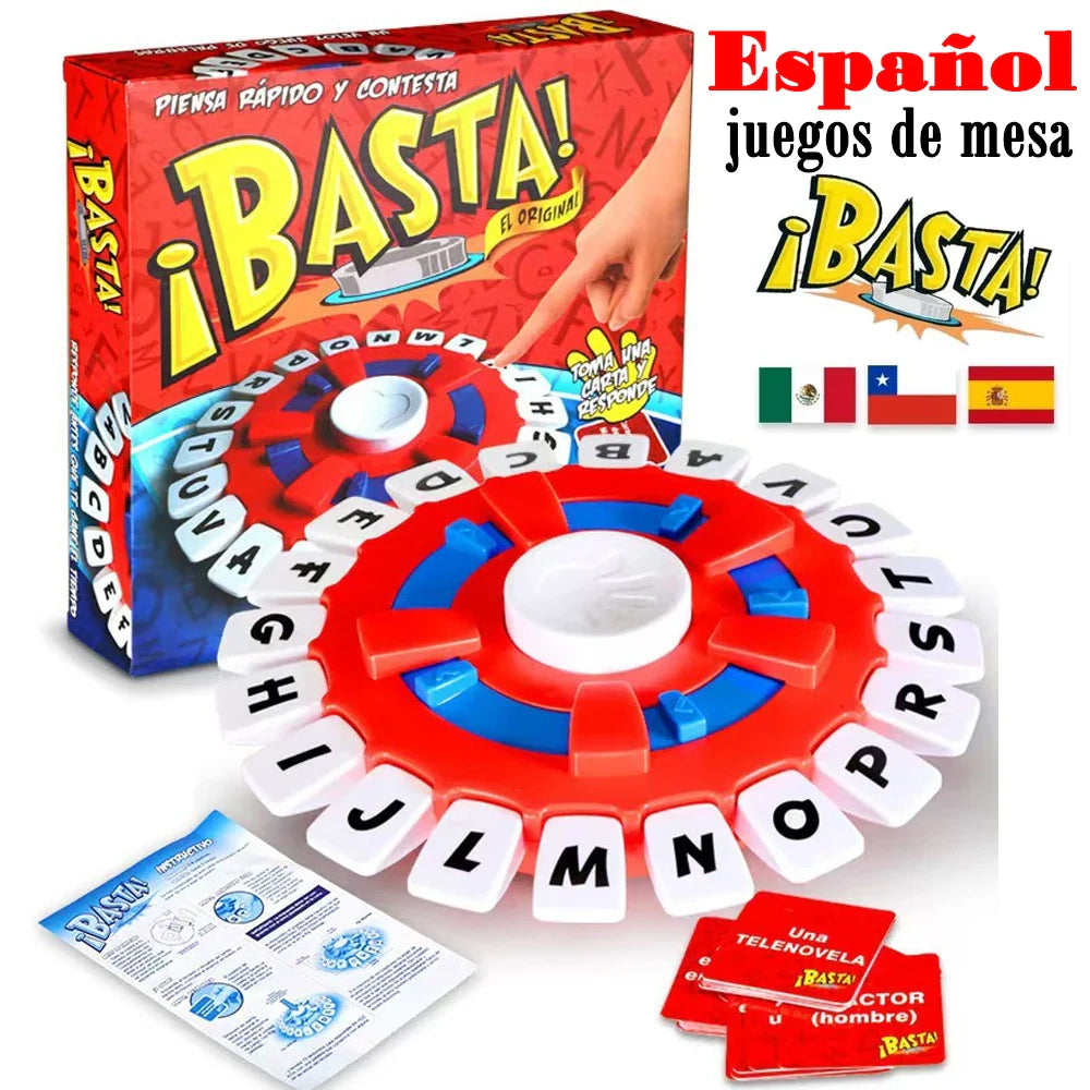 Basta Spanish Word Game – Fast-Paced Family & Party Board Game for Adults & Kids, Letter Learning Juego de Mesa