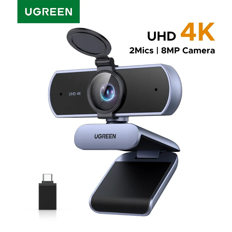 4K USB Webcam (8MP) — PDAF Autofocus & Dual AI Noise-Cancelling Mics, 4K/1080P HD Camera for Zoom, Teams, Google Meet