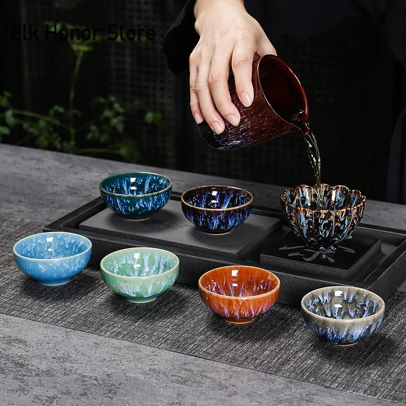45ml (1.5 fl oz) Ceramic Tasting Teacup – Satin Blue Jianzhan Master Cup for Gongfu Tea