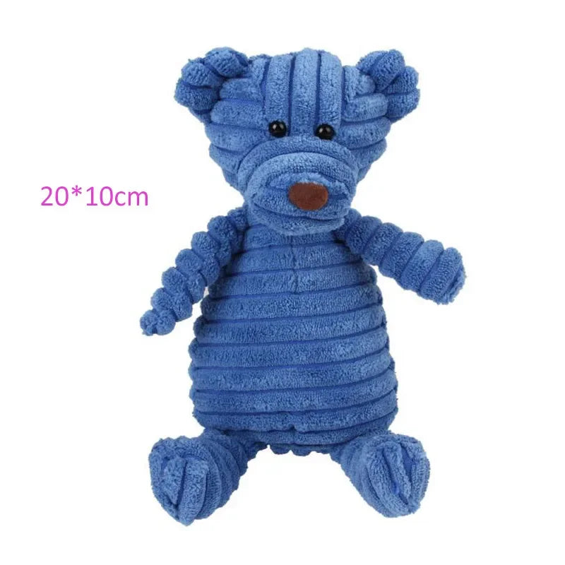 Plush Corduroy Squeaky Dog Toy, Bite-Resistant Animal Plush for Puppies & Small to Large Dogs, Training & Chew Toy