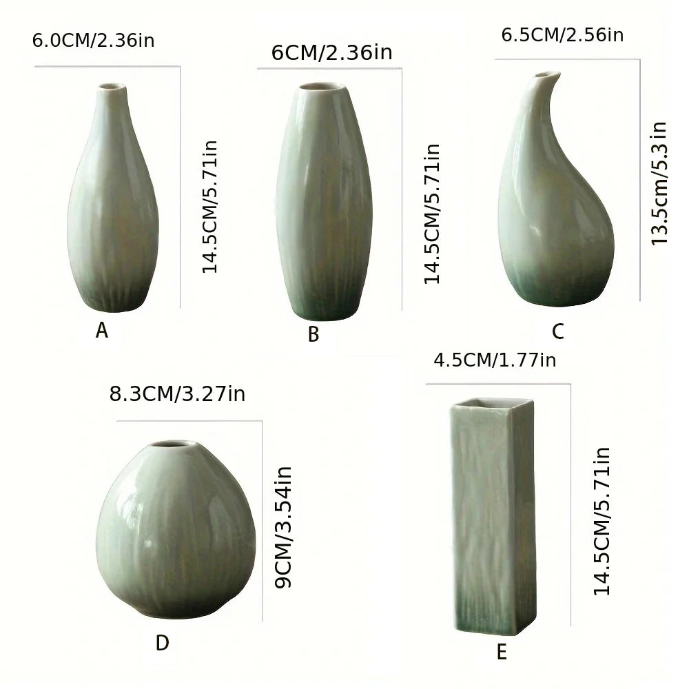 Simple Ceramic Porcelain Vase for Hydroponic Plants — Minimalist Small Vase for Living Room & Dining Table Decor