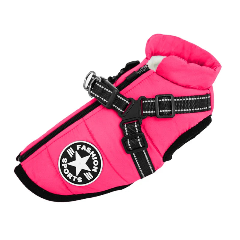Waterproof Winter Dog Jacket with Built-In Harness, Fleece-Lined & Reflective – Warm Coat for Small to Large Breeds