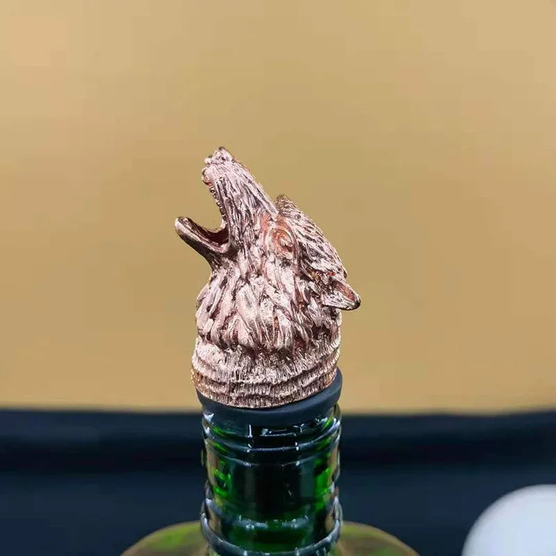 Zinc Alloy Animal Head Wine Pourer - Decorative Bottle Pour Spout & Stopper (Deer, Elk, Lion, Leopard, Wolf, Eagle, Dragon)
