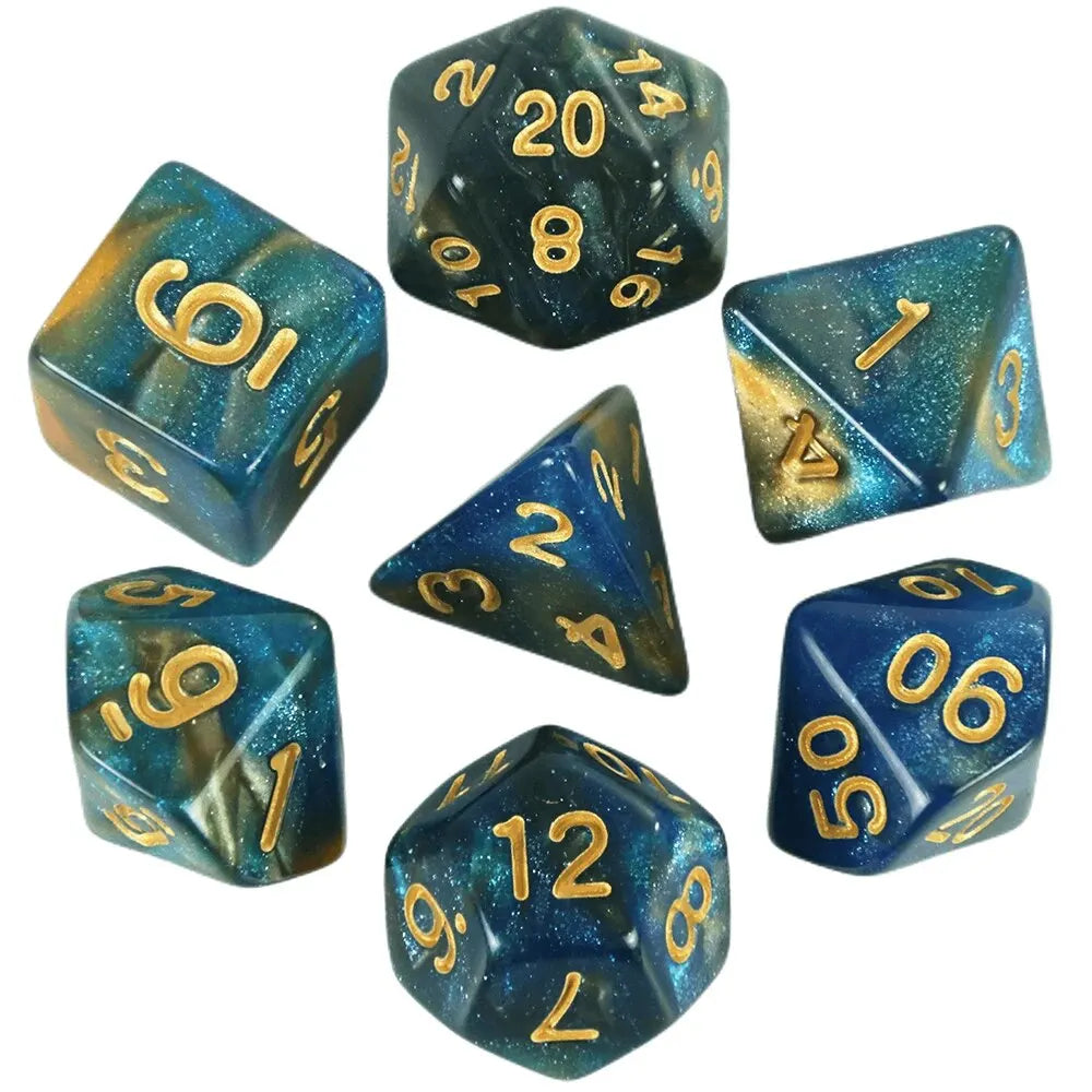 7-Piece Galaxy Polyhedral Dice Set for DnD & RPGs – Colorful Universe Effect (D4-D20)