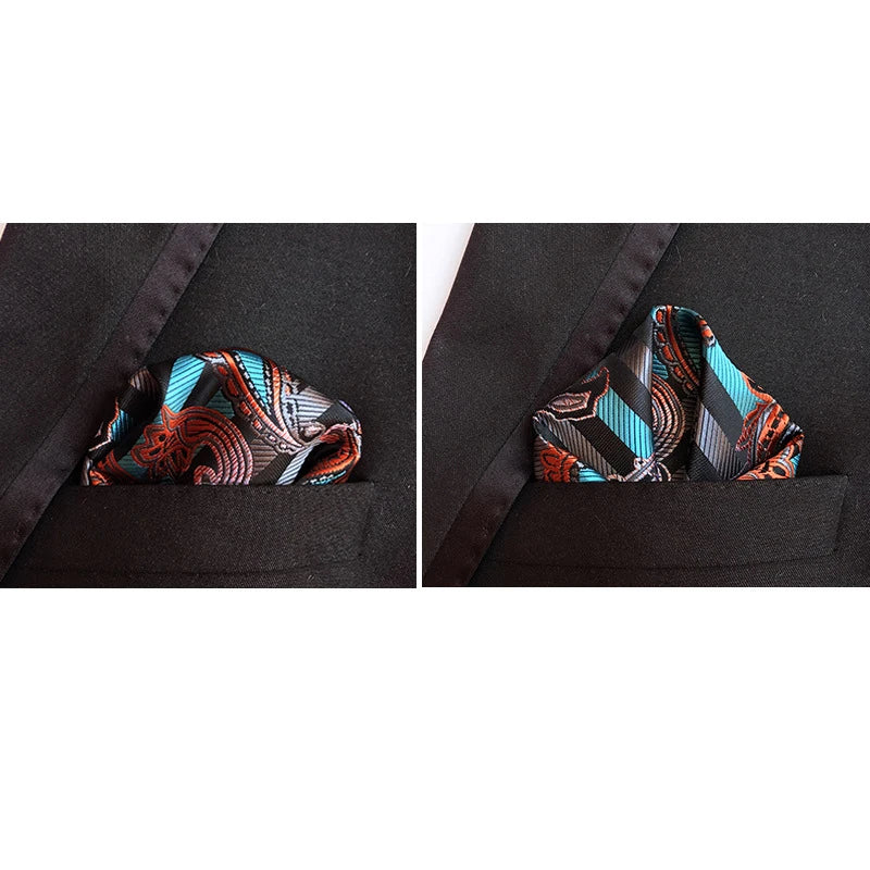 41 Colors 25 x 25 cm (9.8 x 9.8 in) Men's Pocket Square Handkerchief - Paisley, Dot & Stripe Wedding Hanky