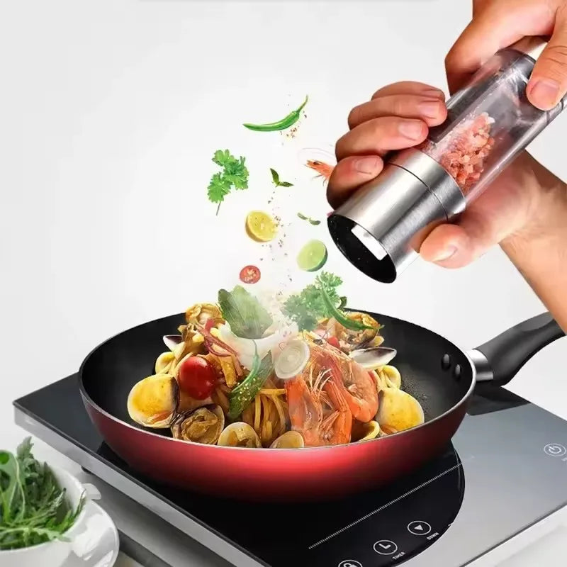 2-in-1 Salt & Pepper Grinder - Manual Stainless Steel Spice Mill with Adjustable Ceramic Grinder