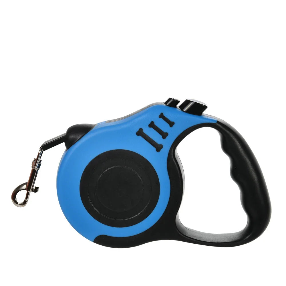 Retractable Dog Leash 3m/5m (9.8ft/16.4ft) Nylon Rope with Quick-Release ABS Case and Paw Print Keychain
