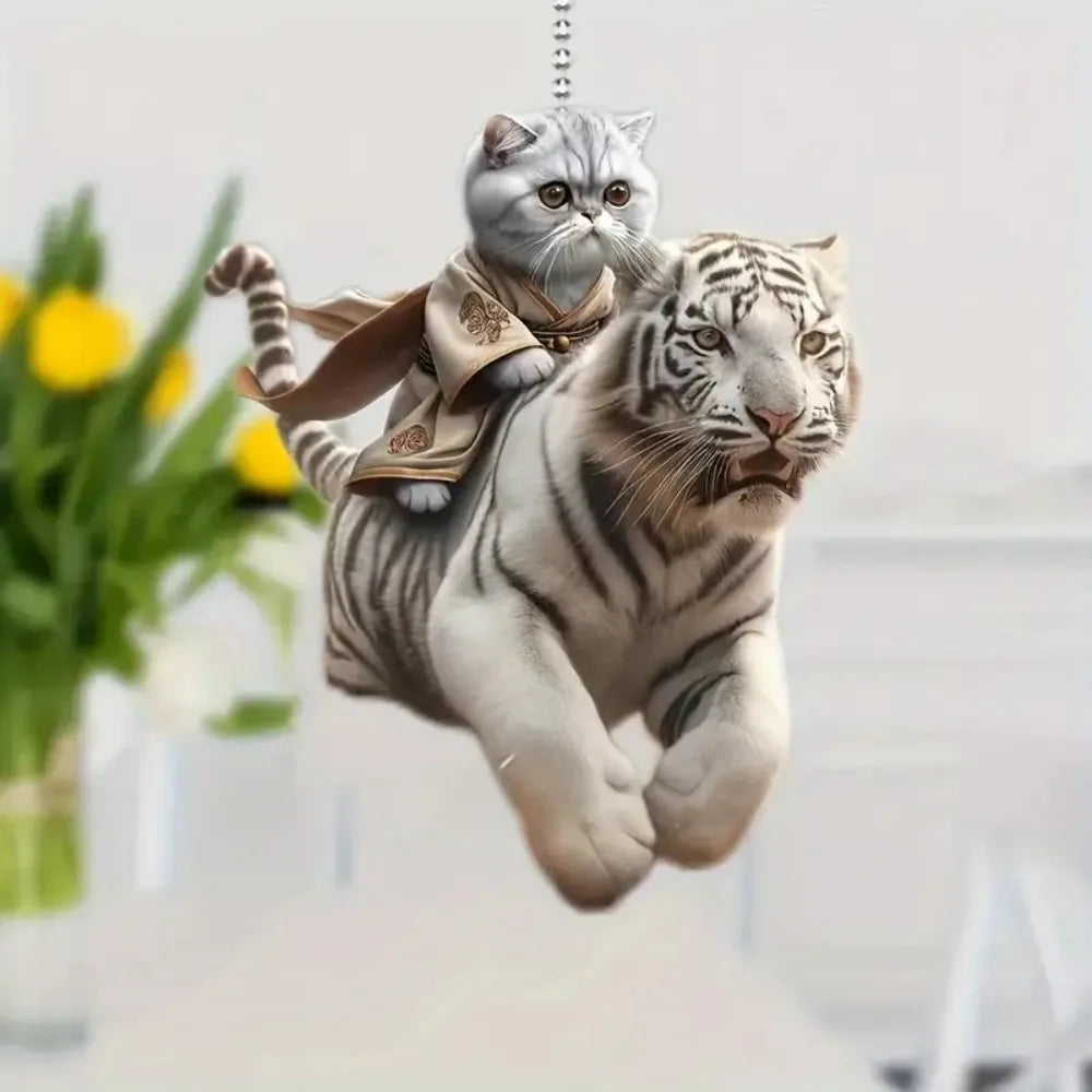 Cat-Shaped Rearview Mirror Ornament – Cute Hanging Car Pendant Car Interior Decor