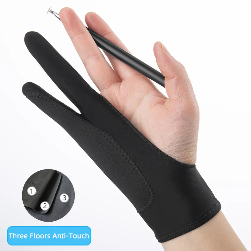 Two-Finger Drawing Glove for iPad & Graphics Tablets – Anti-Fouling Anti-Touch Artist Glove (Left & Right Hand)