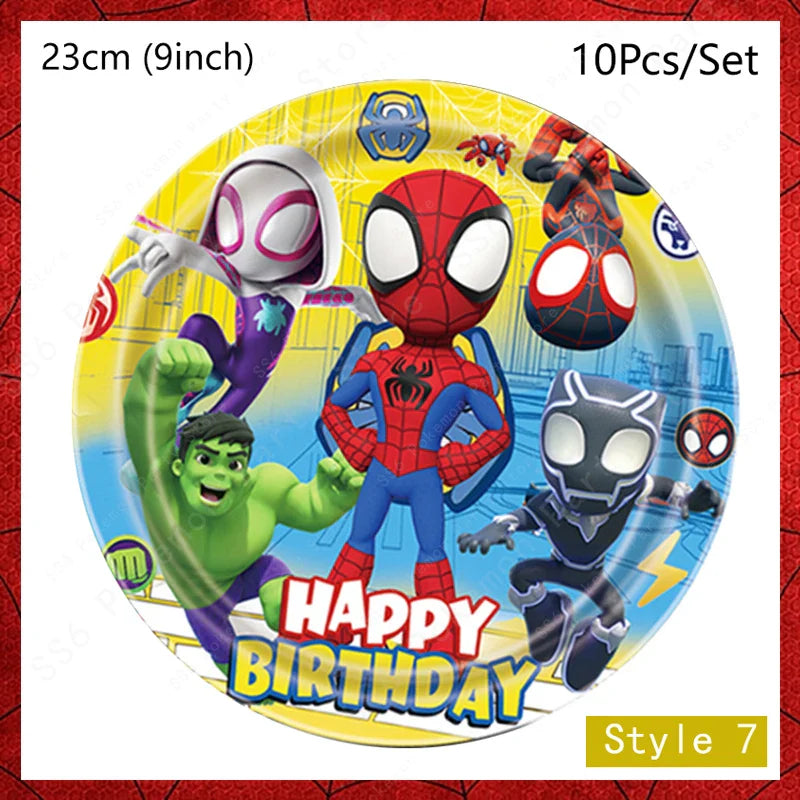 Spiderman Kids Birthday Party Supplies - Disposable Tableware Set with Plates, Cups, Napkins & Favor Bags