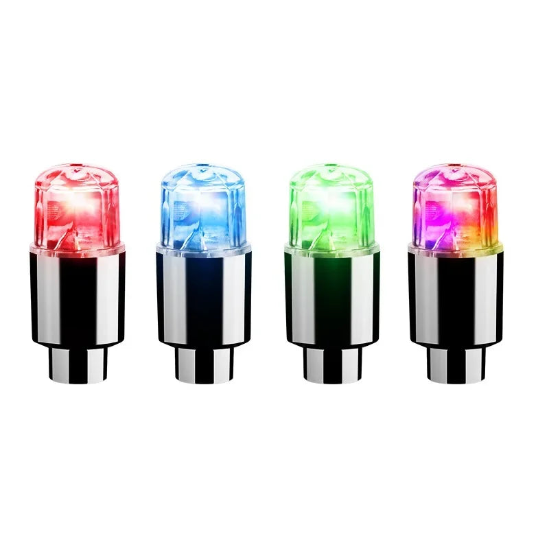 Universal LED Tire Valve Cap Lights - Colorful Flashing Wheel Hub Lamp for Car Motorcycle Bicycle (1.5 in / 3.8 cm)