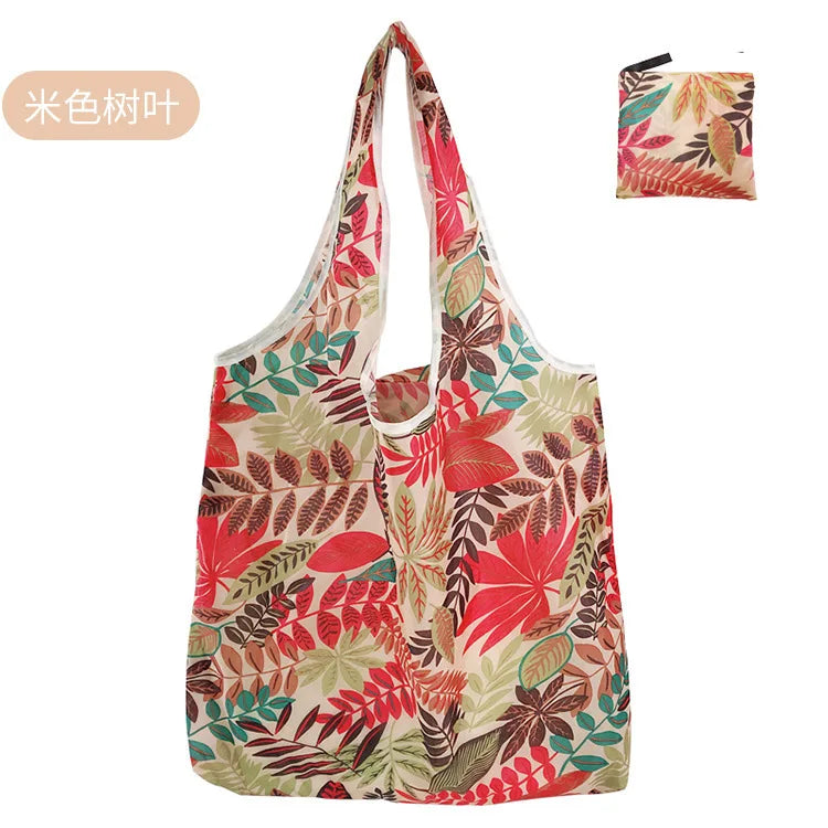 Large Foldable Reusable Shopping Tote Bag, Eco Grocery & Beach Shoulder Bag, Packable Polyester