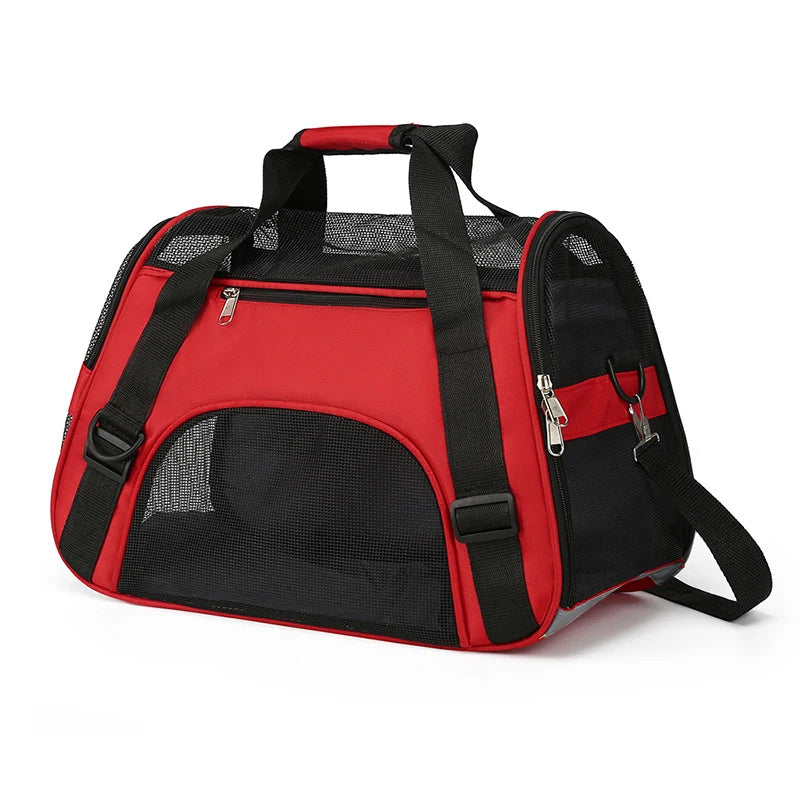Portable Mesh Pet Carrier – Breathable Foldable Travel Handbag for Cats & Small Dogs