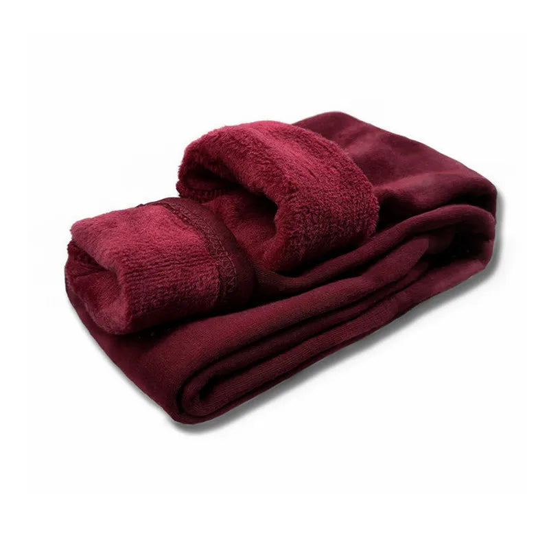 Girls Velvet Dot Leggings – Stretch Cotton Warm Winter Trousers with Elastic Waist