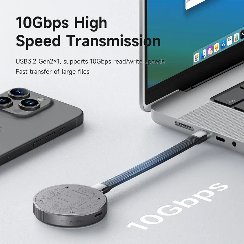 Magnetic M.2 2230 NVMe SSD Enclosure - MagSafe Magnetic USB-C 3.2 Gen2 NVMe PCIe External SSD Case for MagSafe iPhone, MacBook & iPad