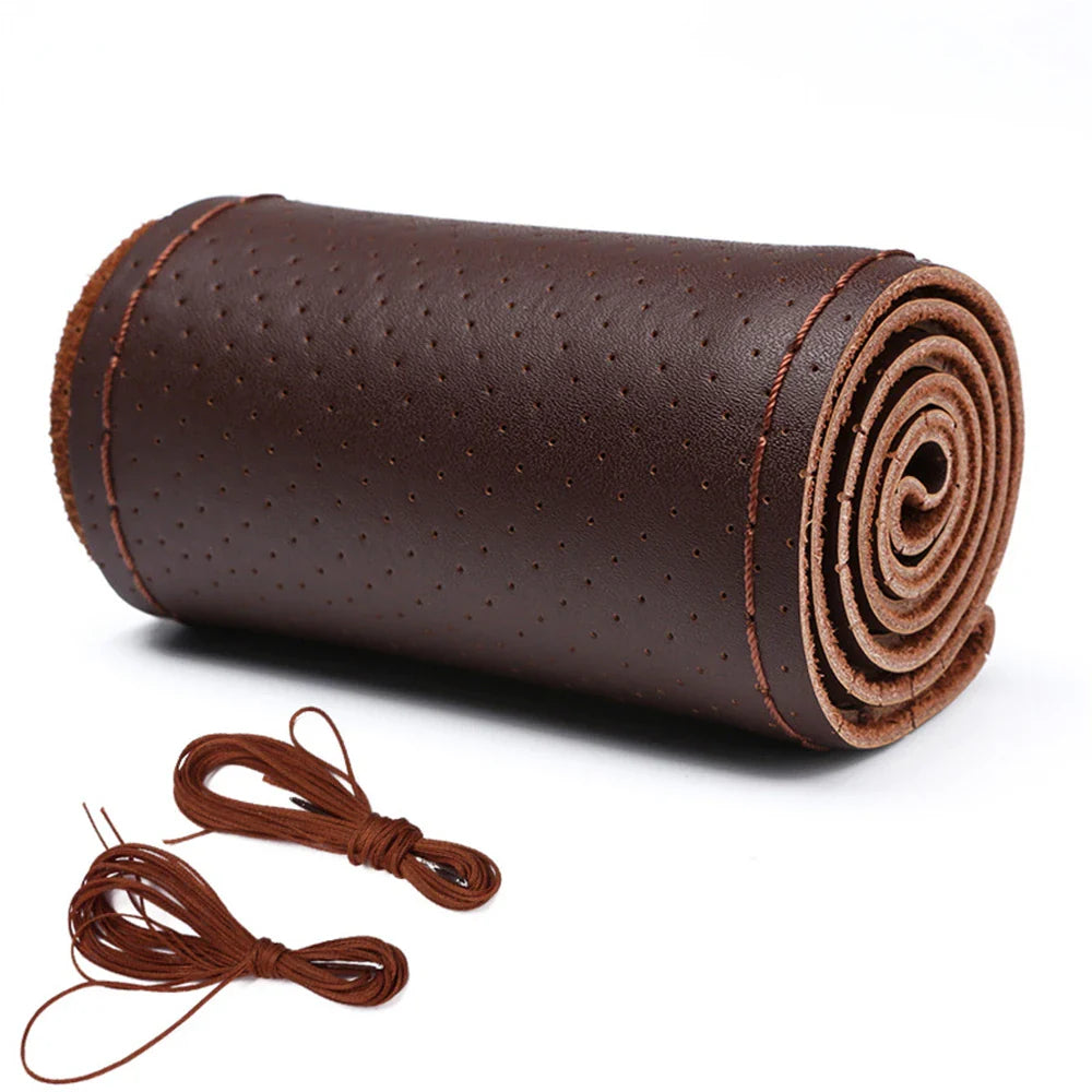 Universal Braided Microfiber Leather Steering Wheel Cover 15 in (38 cm) Wear-Resistant Grip