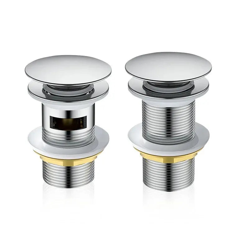 Spring-Loaded Push-Down Pop-Up Bathroom Sink Drain - Stainless Steel Chrome Mushroom-Head Stopper